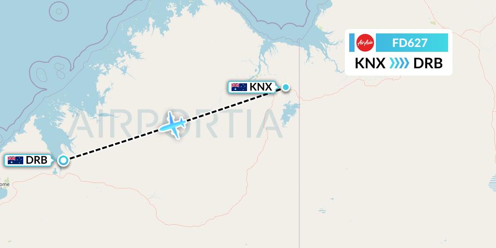 FD627 Thai AirAsia Flight Map: Kununurra to Derby
