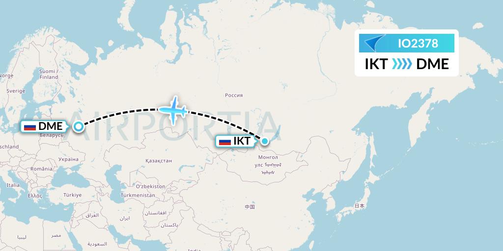 IO2378 IrAero Flight Map: Irkutsk to Moscow