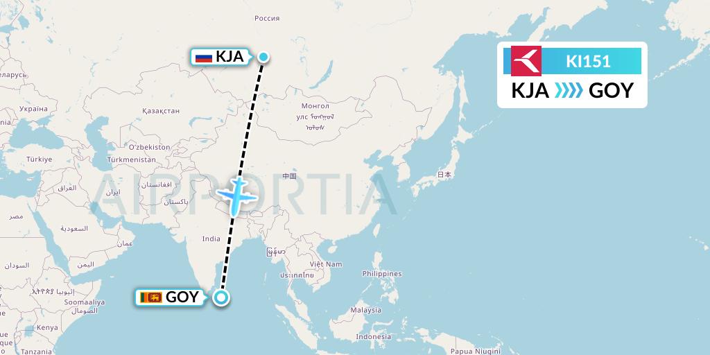 KI151 Krasavia Flight Map: Krasnoyarsk to Amparai