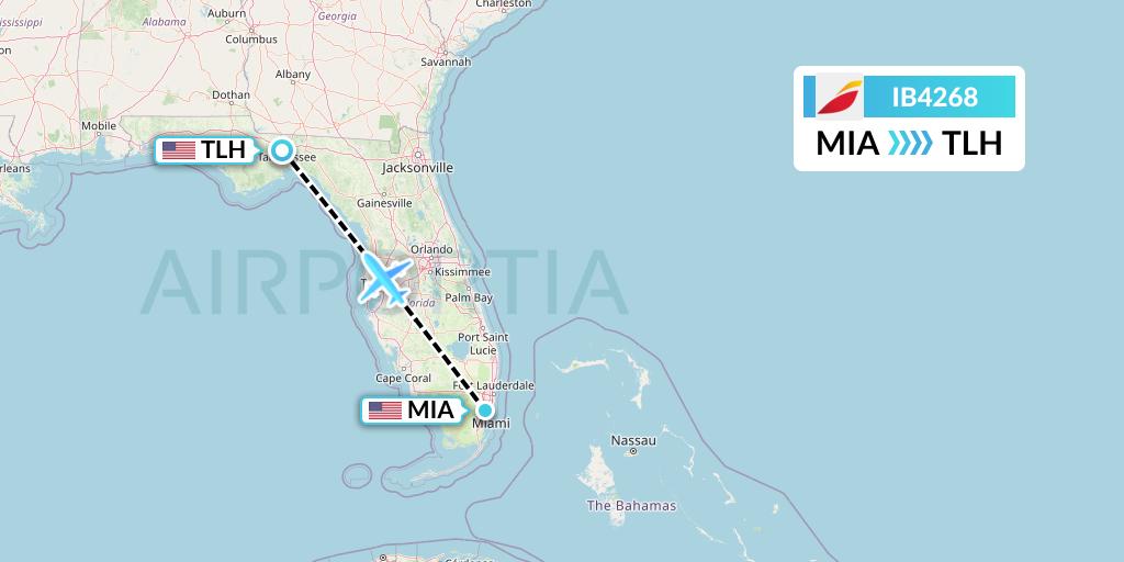 IB4268 Iberia Flight Map: Miami to Tallahassee