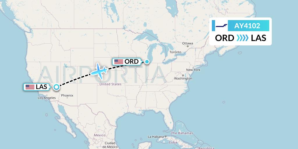 AY4102 Finnair Flight Map: Chicago to Las Vegas