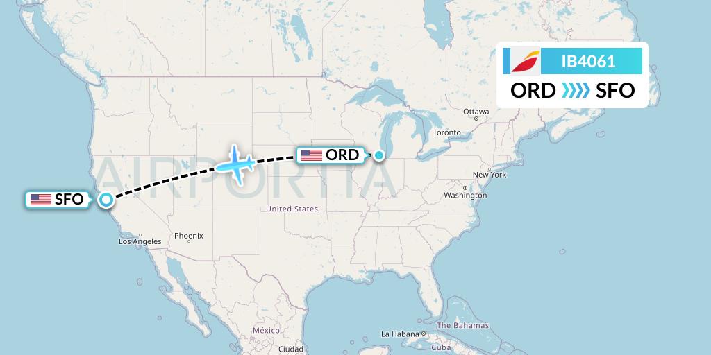 IB4061 Iberia Flight Map: Chicago to San Francisco