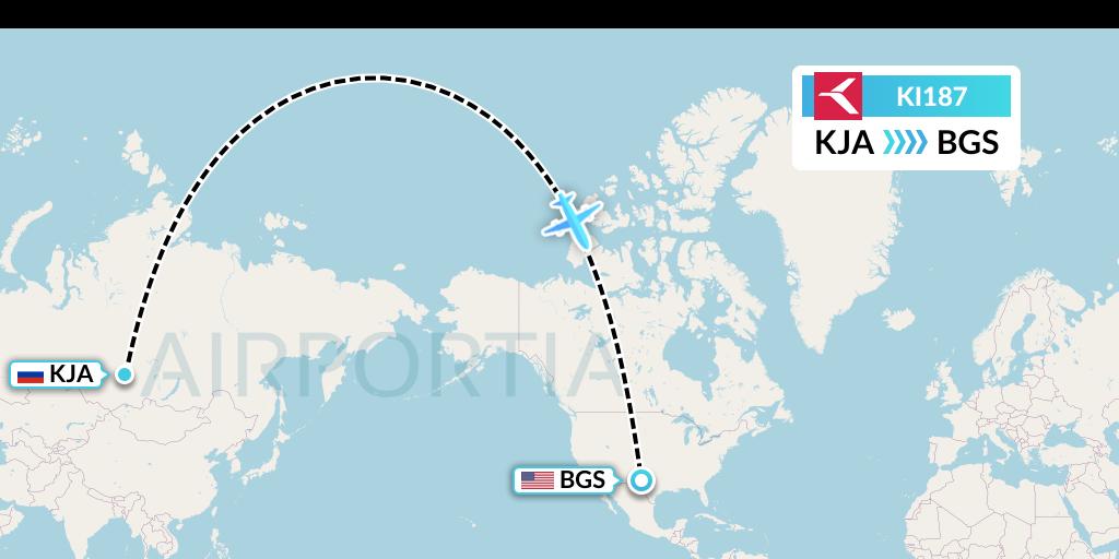 KI187 Krasavia Flight Map: Krasnoyarsk to Big Spring
