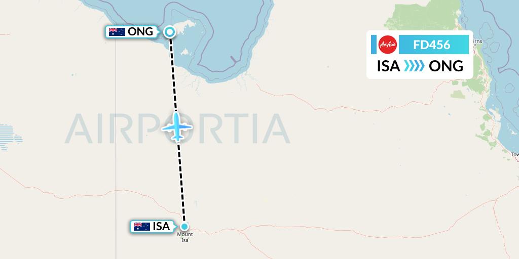 FD456 Thai AirAsia Flight Map: Mount Isa to Mornington