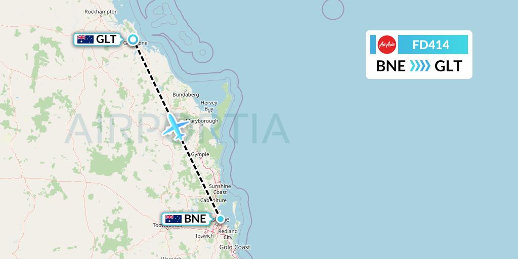 FD414 Thai AirAsia Flight Map: Brisbane to Gladstone