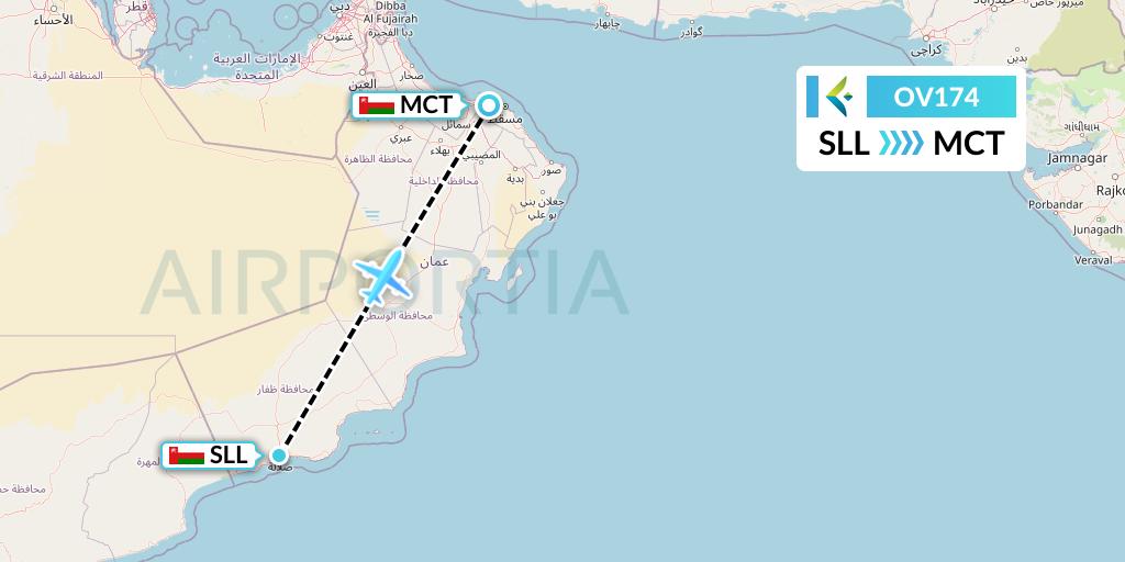 OV174 SalamAir Flight Map: Salalah to Muscat