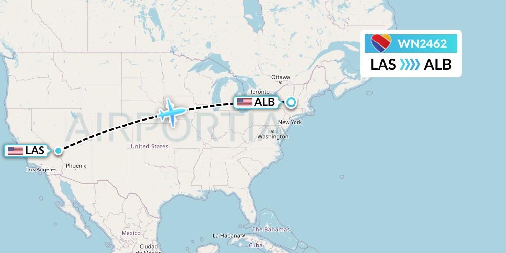 WN2462 Southwest Airlines Flight Map: Las Vegas to Albany