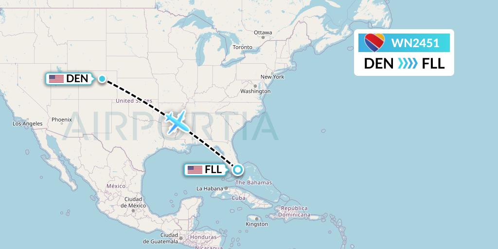 WN2451 Southwest Airlines Flight Map: Denver to Fort Lauderdale