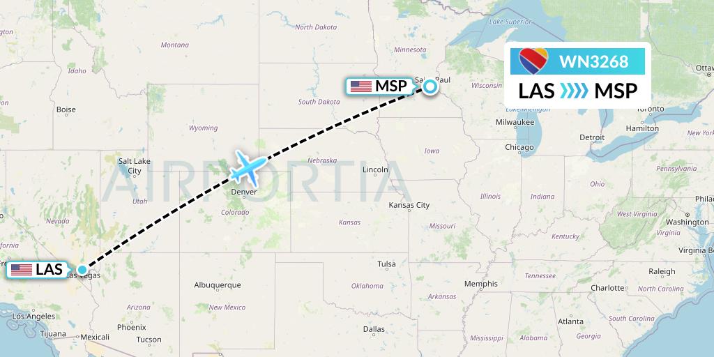 WN3268 Southwest Airlines Flight Map: Las Vegas to Minneapolis