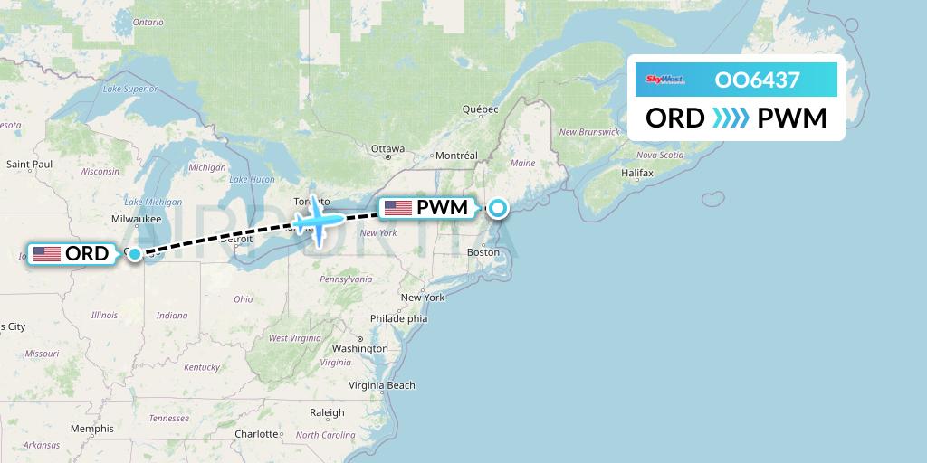 OO6437 SkyWest Airlines Flight Map: Chicago to Portland