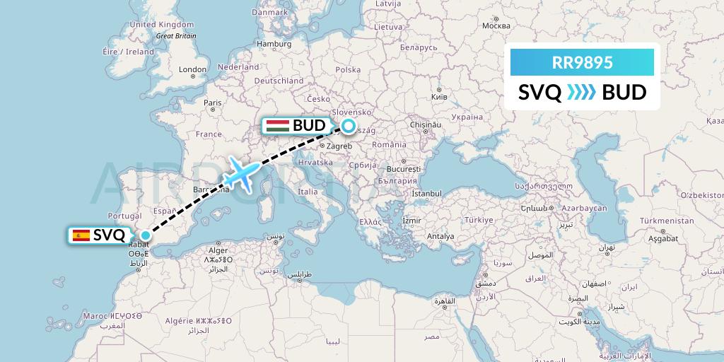 RR9895 Royal Air Force Flight Map: Seville to Budapest