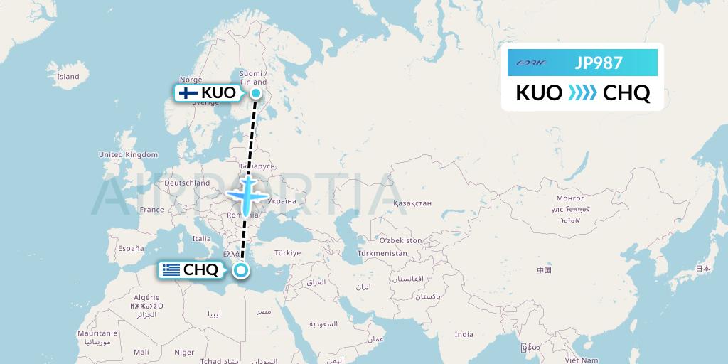 JP987 Adria Airways Flight Map: Kuopio to Chania