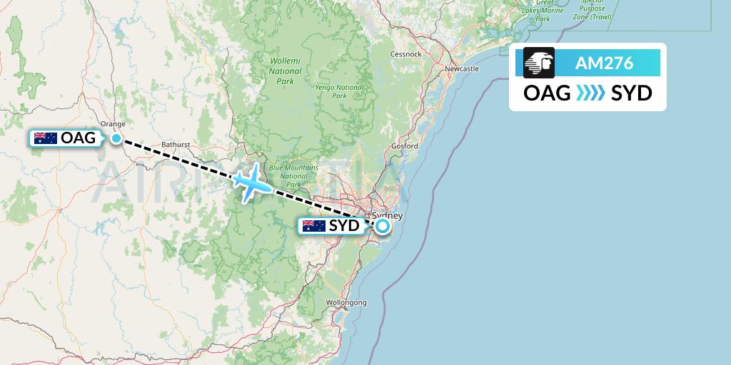 AM276 Aeromexico Flight Map: Orange to Sydney