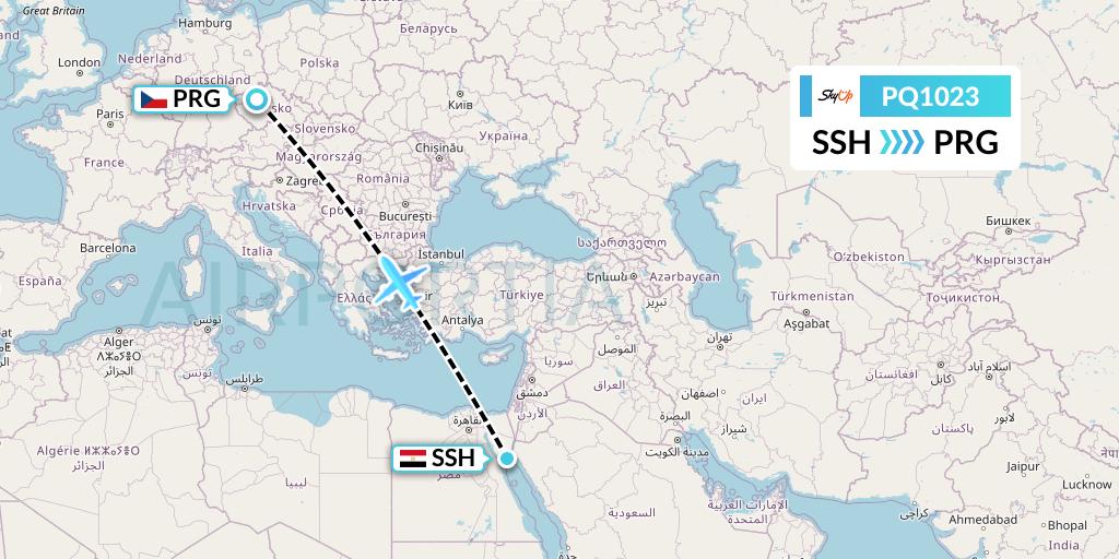 PQ1023 SkyUp Airlines Flight Map: Sharm el-Sheikh to Prague
