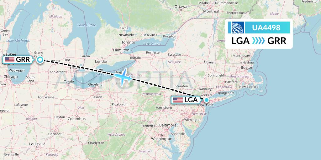 UA4498 United Airlines Flight Map: New York to Grand Rapids
