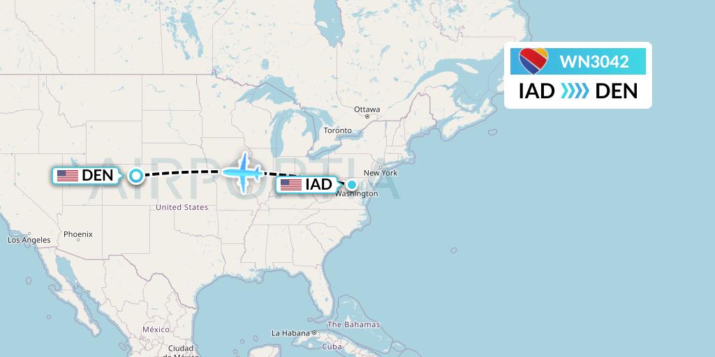 WN3042 Southwest Airlines Flight Map: Washington to Denver
