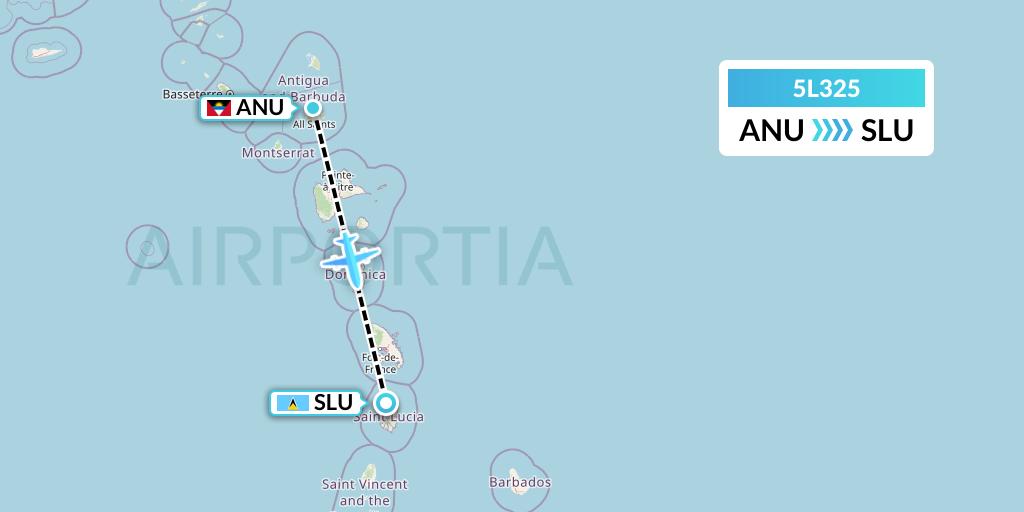 5L325 Fly Salone Airlines Limited Flight Map: Antigua to Castries