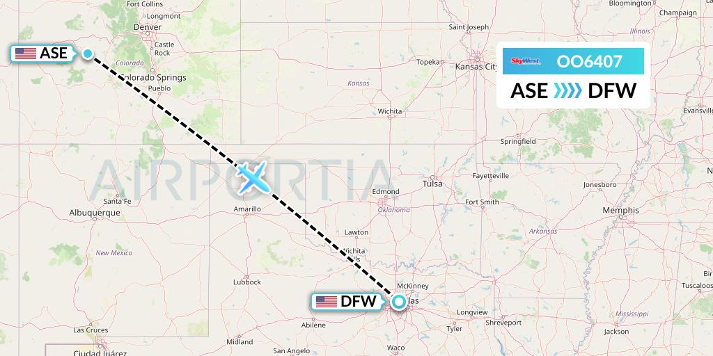 OO6407 SkyWest Airlines Flight Map: Aspen to Dallas
