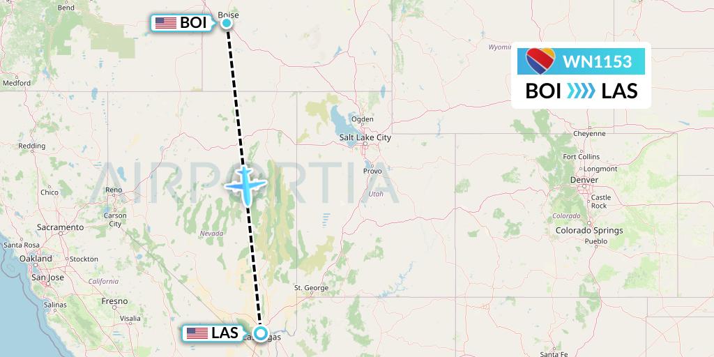 WN1153 Southwest Airlines Flight Map: Boise to Las Vegas