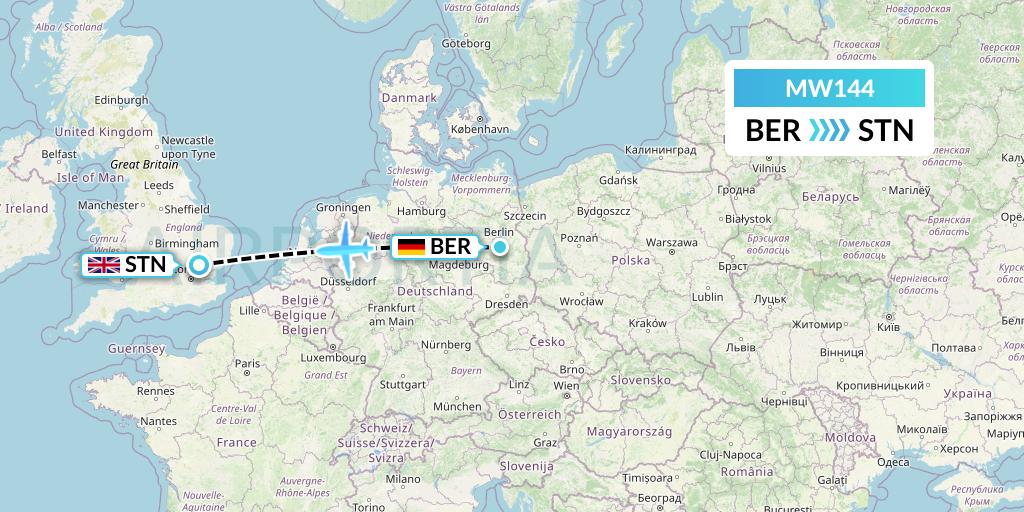 MW144 Mokulele Flight Service Flight Map: Berlin to London