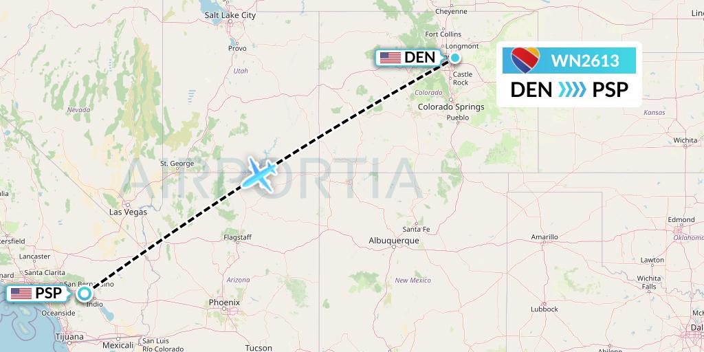 WN2613 Southwest Airlines Flight Map: Denver to Palm Springs
