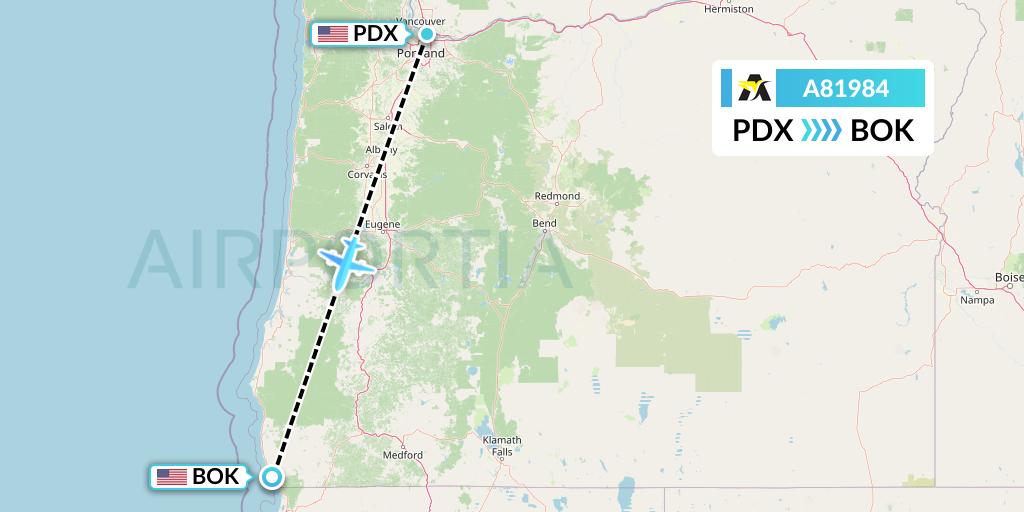 A81984 Aerolink Uganda Flight Map: Portland to Brookings