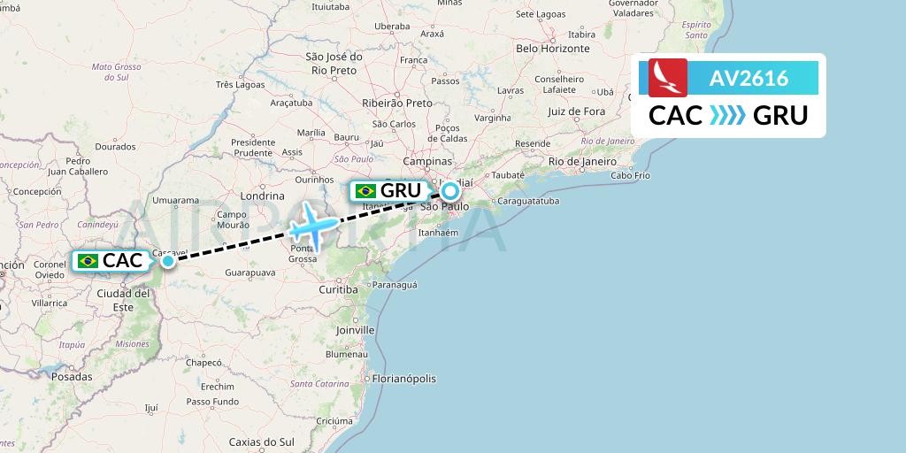 AV2616 Avianca Flight Map: Cascavel to Sao Paulo