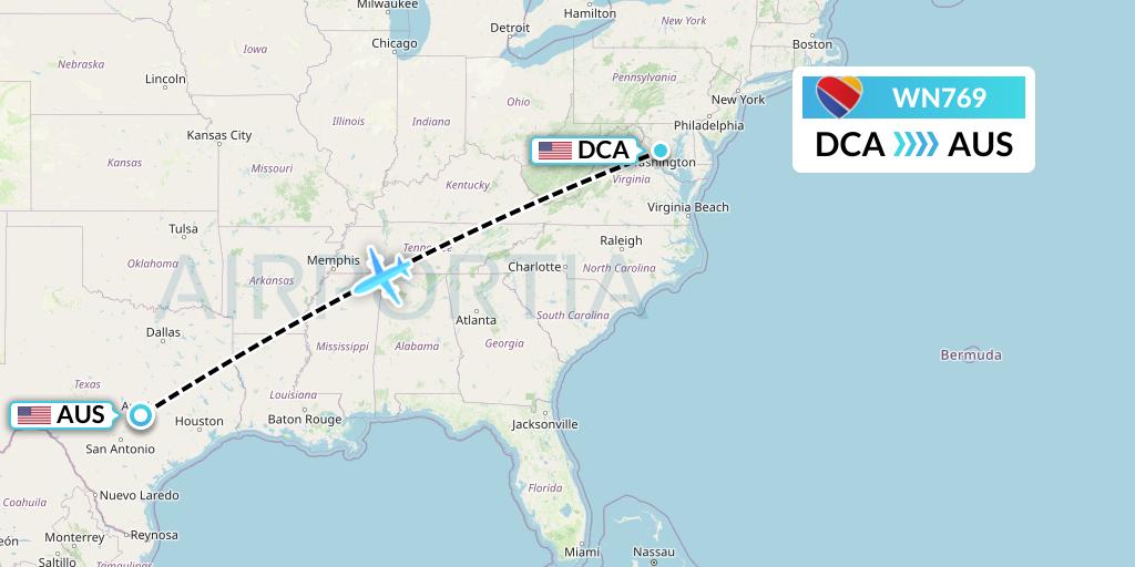 WN769 Southwest Airlines Flight Map: Washington to Austin