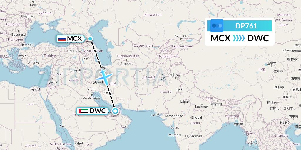 DP761 Pobeda Flight Map: Makhachkala to Dubai