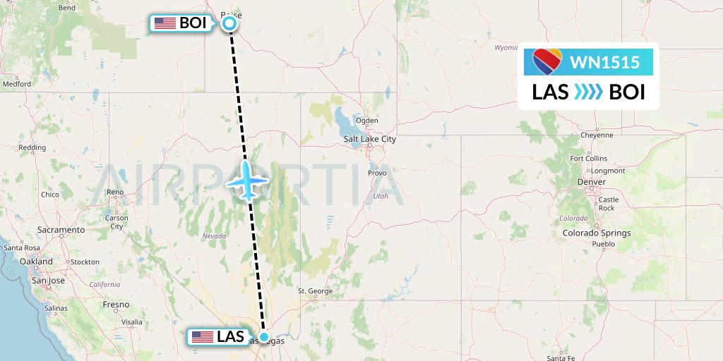 WN1515 Southwest Airlines Flight Map: Las Vegas to Boise