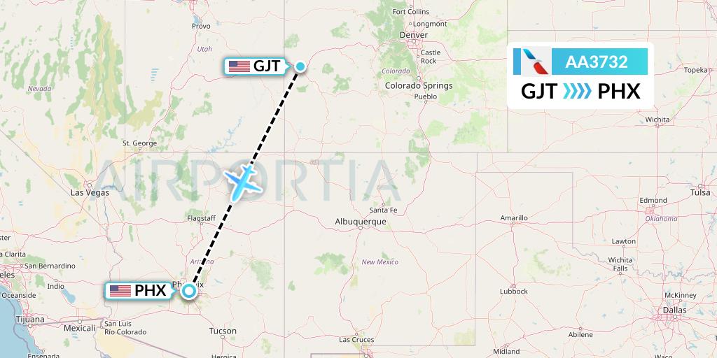 AA3732 American Airlines Flight Map: Grand Junction to Phoenix