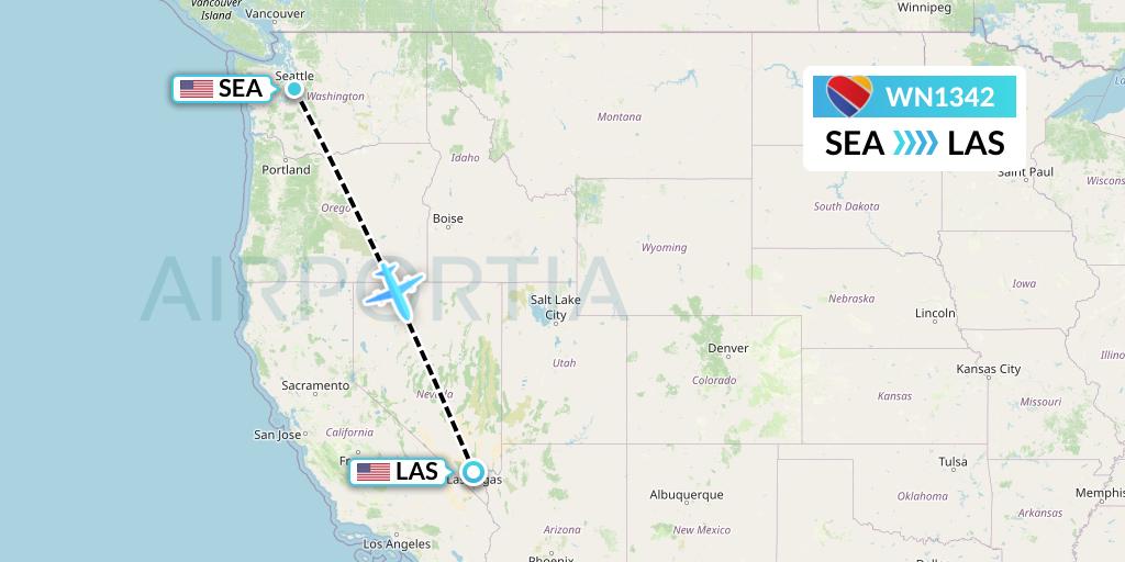 WN1342 Southwest Airlines Flight Map: Seattle to Las Vegas