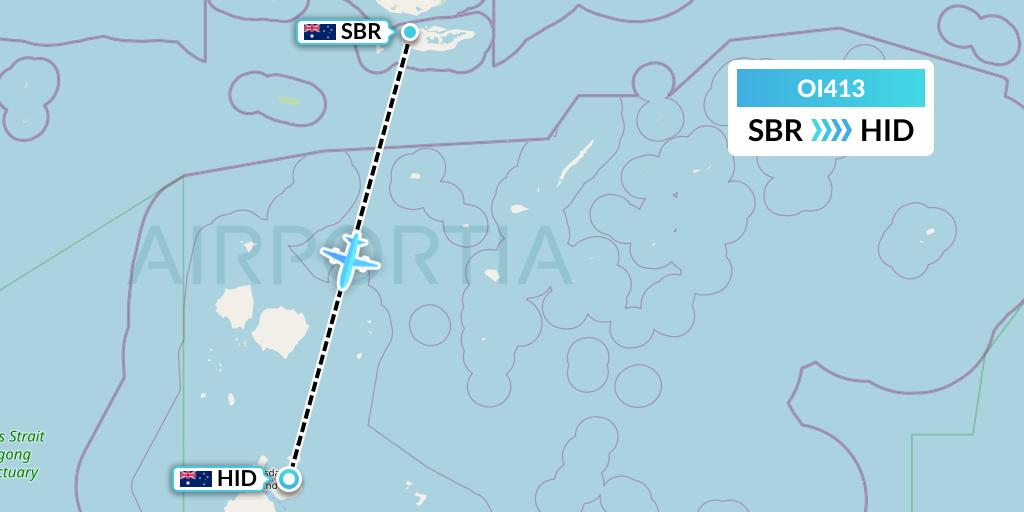 OI413 Hinterland Aviation Flight Map: Saibai Island to Horn Island