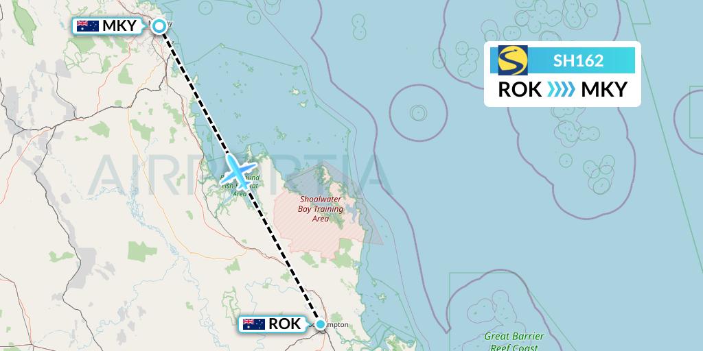 SH162 Sharp Airlines Flight Map: Rockhampton to Mackay