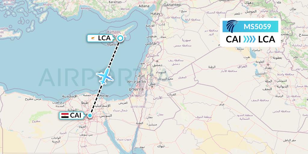 MS5059 EgyptAir Flight Map: Cairo to Larnaca