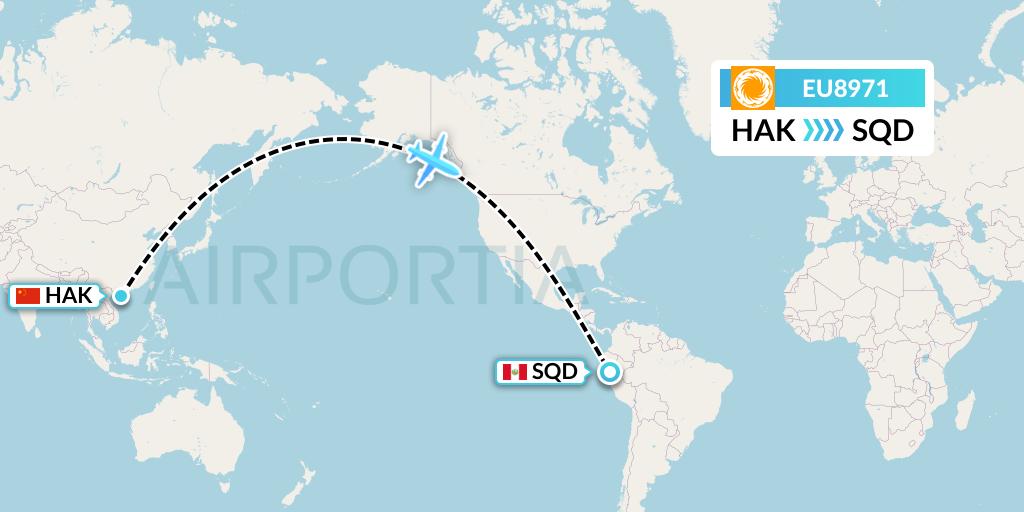 EU8971 Chengdu Airlines Flight Map: Haikou to San Francisco de Yeso