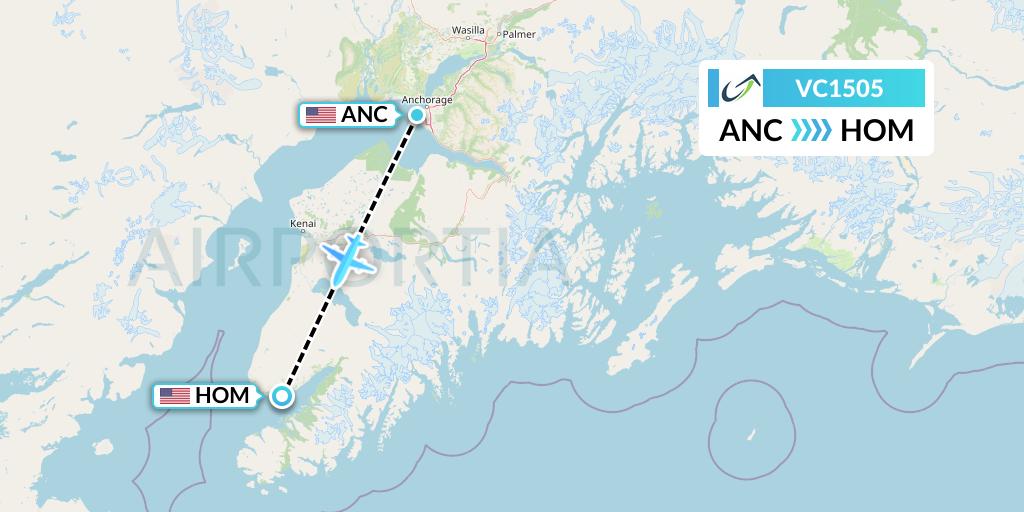 VC1505 ViaAir Flight Map: Anchorage to Homer