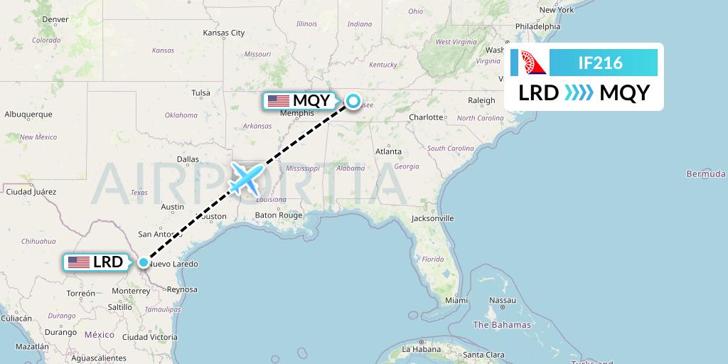 IF216 Fly Baghdad Flight Map: Laredo to Smyrna
