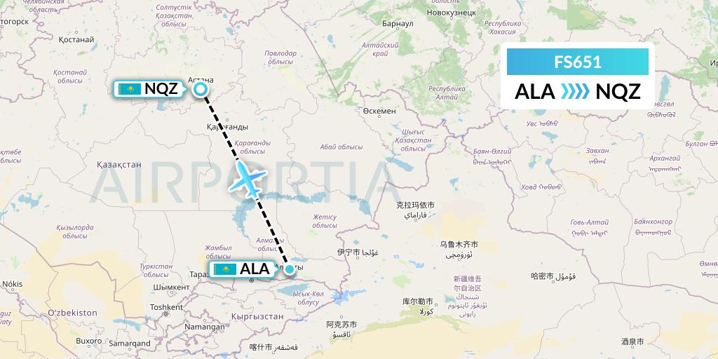 FS651 Flyr Flight Map: Almaty to Astana
