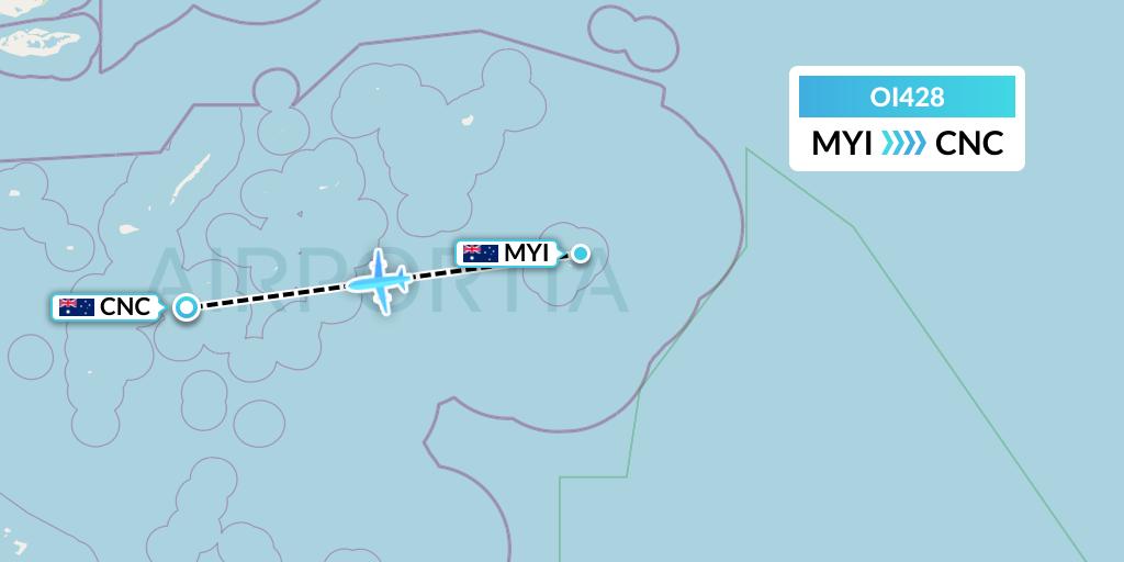 OI428 Hinterland Aviation Flight Map: Murray Island to Australia