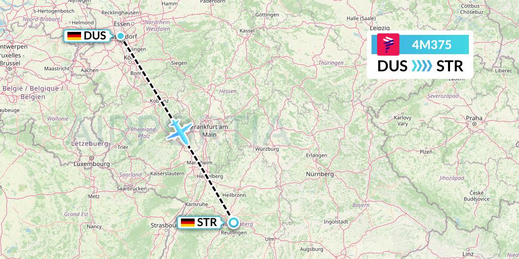 4M375 LATAM Airlines Argentina Flight Map: Dusseldorf to Stuttgart