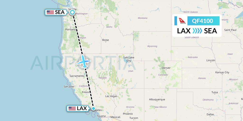 QF4100 Qantas Flight Map: Los Angeles to Seattle