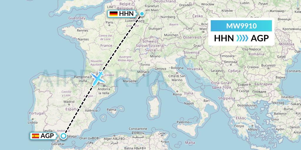 MW9910 Mokulele Flight Service Flight Map: Hahn to Malaga