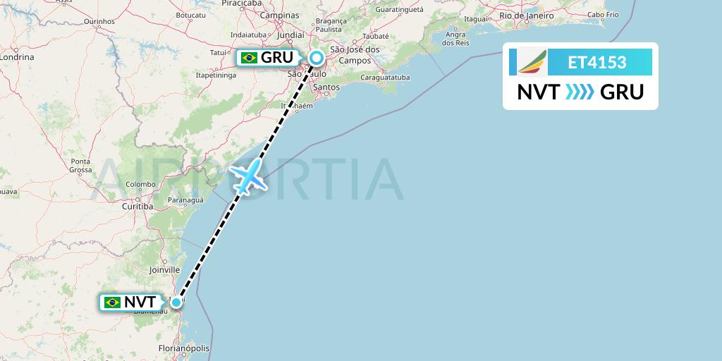 ET4153 Ethiopian Airlines Flight Map: Navegantes to Sao Paulo