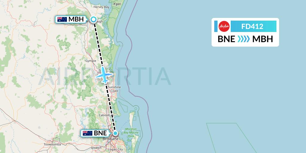 FD412 Thai AirAsia Flight Map: Brisbane to Maryborough