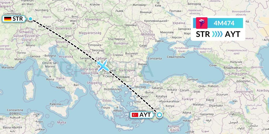 4M474 LATAM Airlines Argentina Flight Map: Stuttgart to Antalya