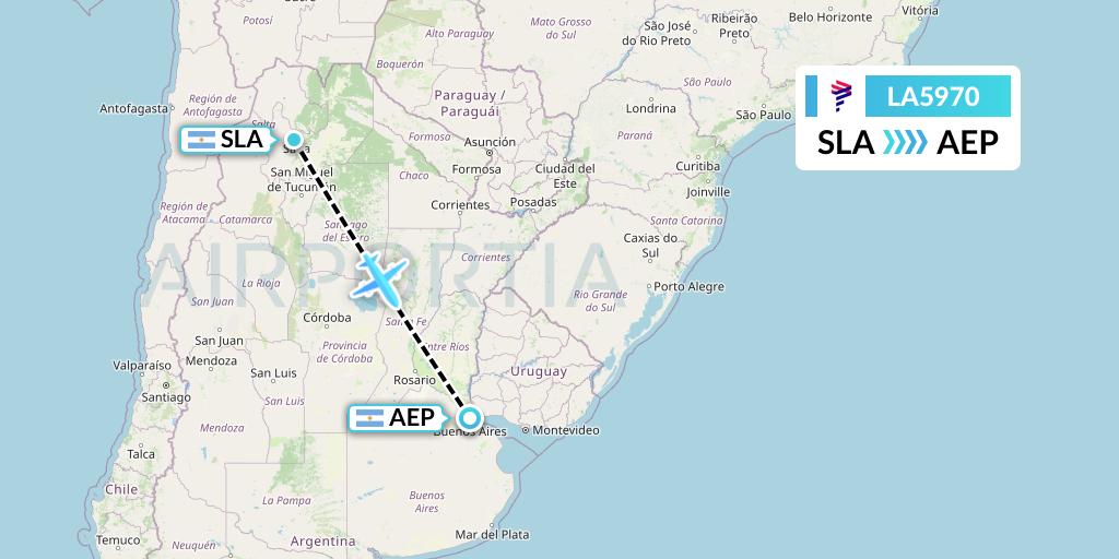LA5970 LAN Airlines Flight Map: Salta to Buenos Aires