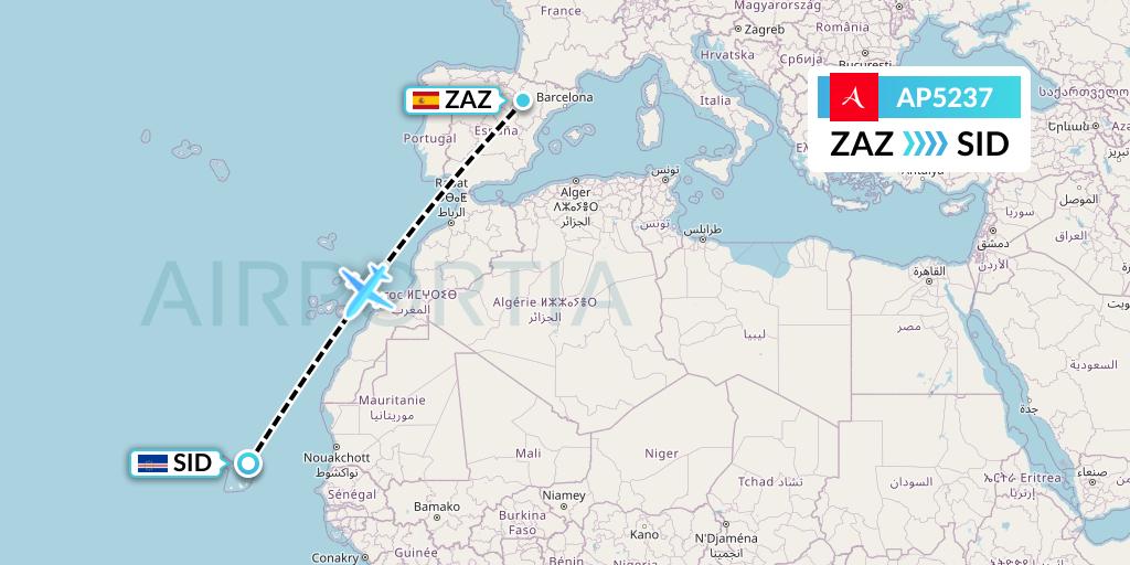 AP5237 AlbaStar Flight Map: Zaragoza to Espargos