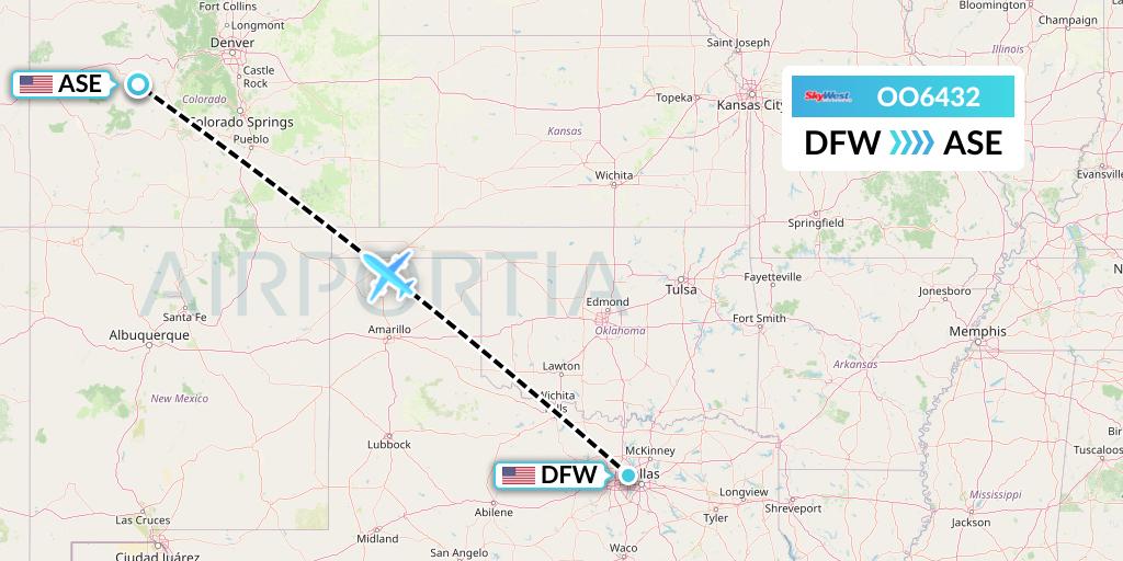OO6432 SkyWest Airlines Flight Map: Dallas to Aspen