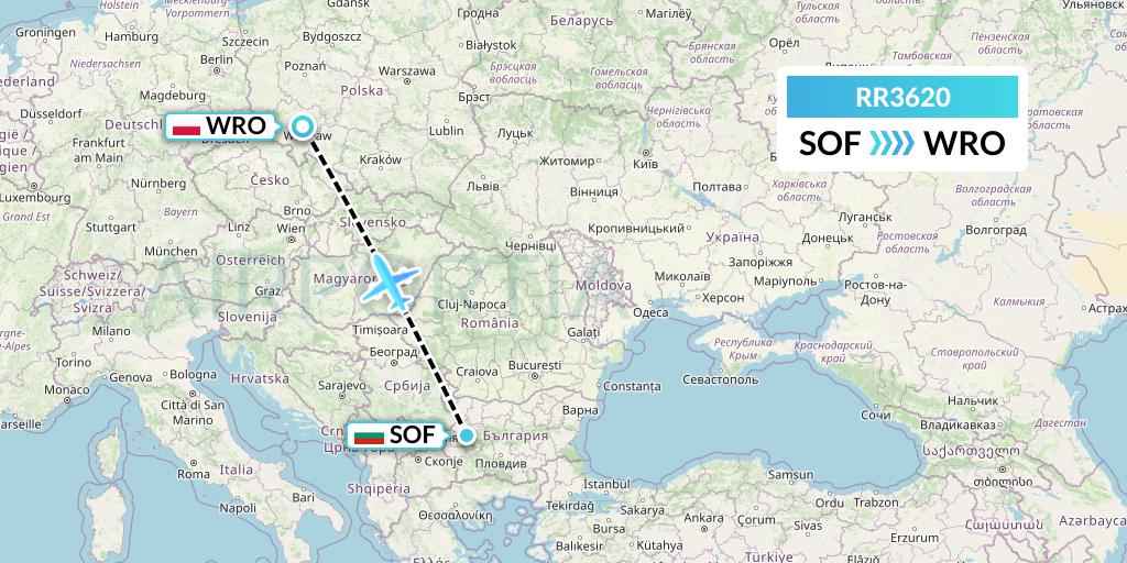 RR3620 Royal Air Force Flight Map: Sofia to Wroclaw